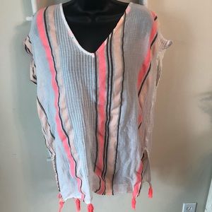 Blue Island Women Orange and Cream Coral cover up